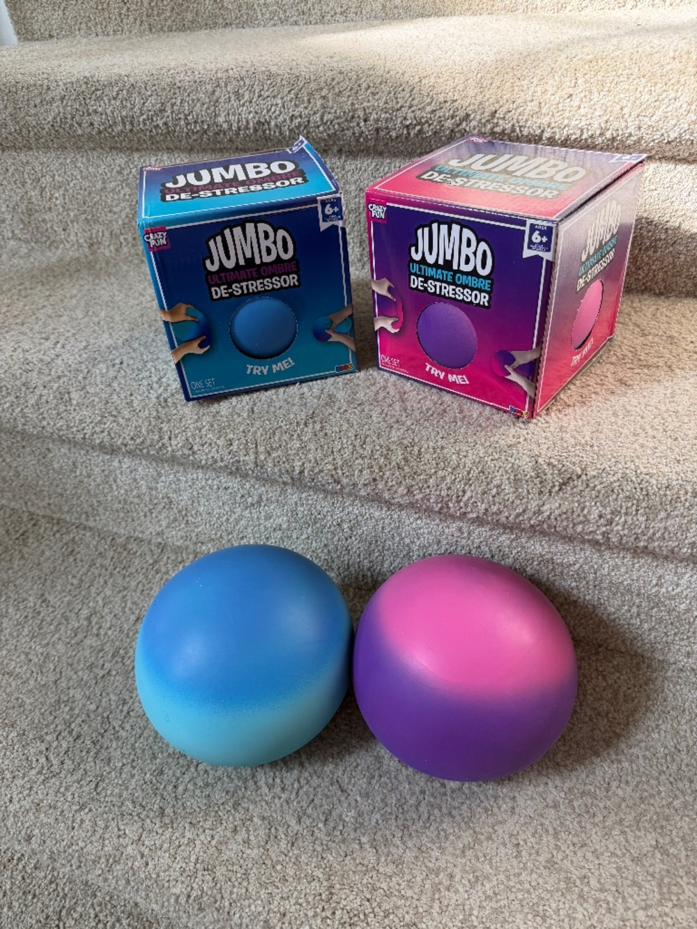 2 crazy fun Jumbo ombre distressed balls